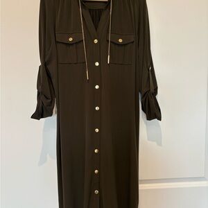 Michael Kors green olive Dress with Gold Chain Detail
